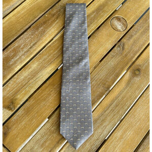 Brooks Brothers 346 Tie Pure Silk Made in USA Chain Link Geometric Gray Luxury